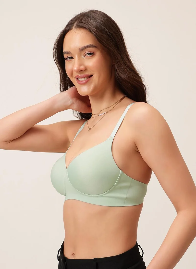 كلوفيا Clovia Padded Non-Wired Full Coverage Seamless Bonded Bra in Mint Green