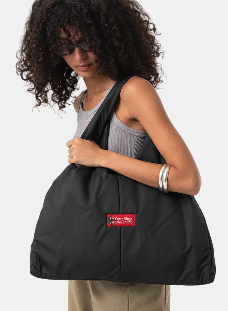 In Your Shoe Black Oversized Gym Tote Bag - Image 1