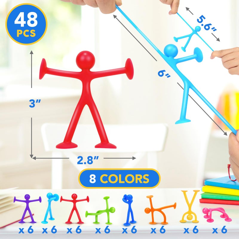 Richtim Suction Cup Fidget Sensory Toys: 48 Pack Suction Cup People Toys Fidget Toy for Autism Autistic ADHD Kids Ages 3+, Creative Travel Toy Idea for Boys Girls, Easter Basket Stuffers Egg Fillers - Image 2
