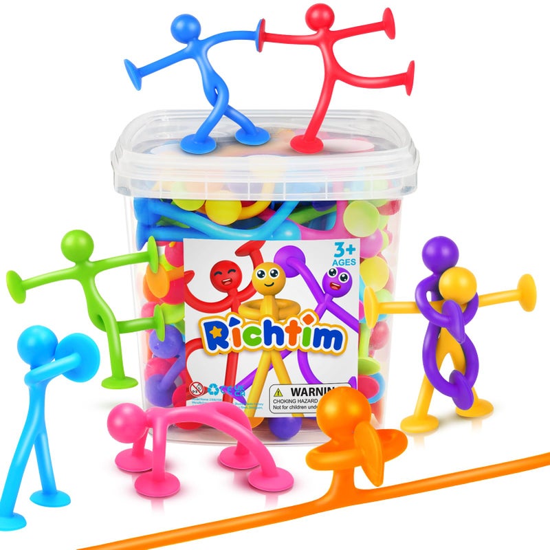 Richtim Suction Cup Fidget Sensory Toys: 48 Pack Suction Cup People Toys Fidget Toy for Autism Autistic ADHD Kids Ages 3+, Creative Travel Toy Idea for Boys Girls, Easter Basket Stuffers Egg Fillers - Image 1