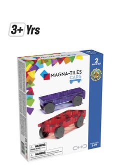 MAGNA-TILES Cars 2 Piece Expansion Set, Purple And Red, Original 3d Magnetic Building Tiles, For Kids Ages 3+  - Image 1