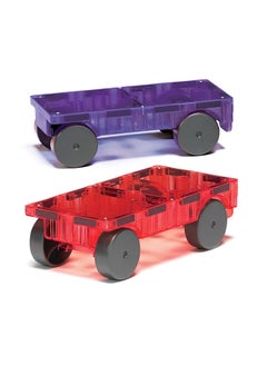 MAGNA-TILES Cars 2 Piece Expansion Set, Purple And Red, Original 3d Magnetic Building Tiles, For Kids Ages 3+  - Image 2