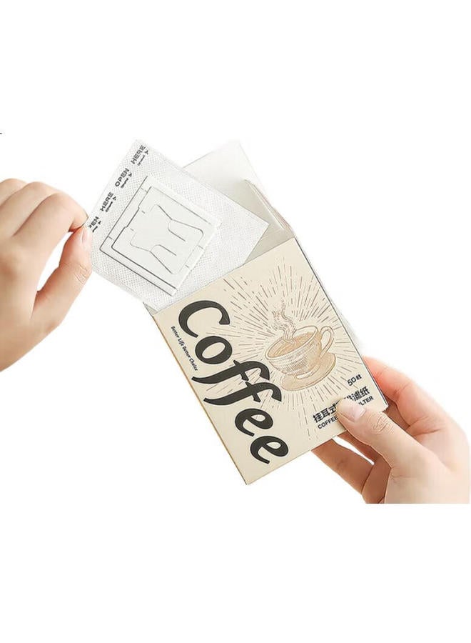 Pakchoice Hanging Ear Coffee Filter Paper Portable Drip Coffee Filter Cup Filter Net Coffee Powder Filter Bag 50 Pieces - Image 1