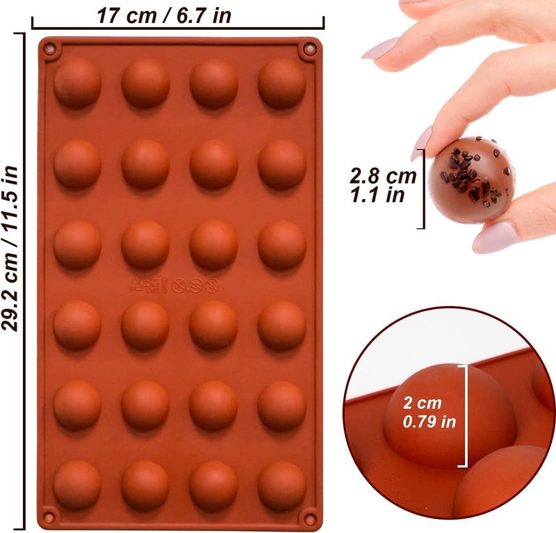 Topinon Mini 24-Cavity Semi Sphere Silicone Chocolate Mould Non-Stick, Half Sphere Silicone Baking Molds for Making Jelly, Chocolates and Cake - Image 3