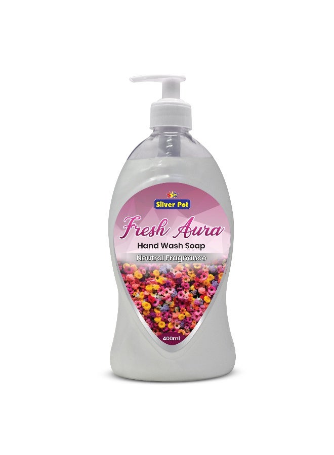 Silver Pot - Fresh Aura, Musk Hand Wash 400ml Moisturizing Liquid Soap, Gentle Cleansing, Effective Germ Protection, Refreshing Tropical Fragrance, 10x Odor Removal, Daily Hygiene for Family - Image 1