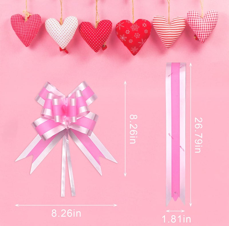 ABTOLS 60 Pieces Large Father's Day Pull Bows for Gift Wrapping, Birthday Gift Wrap Ribbon Pull Bows for Gift Basket Red Pink Present String Bows Ribbon Pull Bows for Presents, Wedding Baskets Decoration - Image 2
