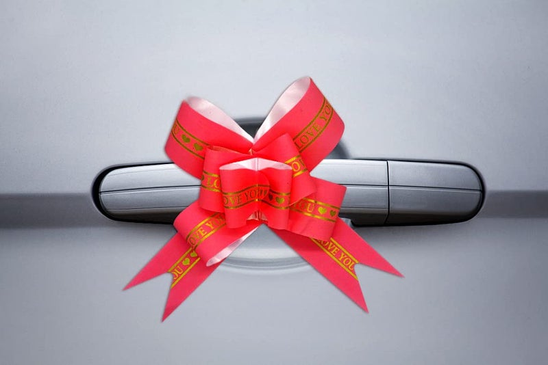 ABTOLS 60 Pieces Large Father's Day Pull Bows for Gift Wrapping, Birthday Gift Wrap Ribbon Pull Bows for Gift Basket Red Pink Present String Bows Ribbon Pull Bows for Presents, Wedding Baskets Decoration - Image 5
