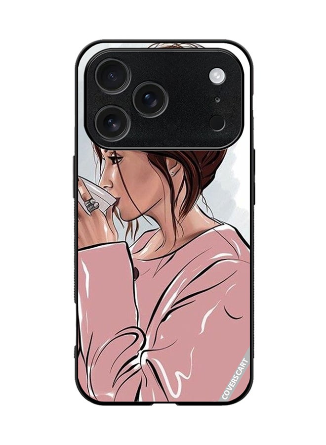 COVERSCART Protective Case Cover For Apple iPhone 17 Pro Girl Drinks Coffee Painting Design Multicolour