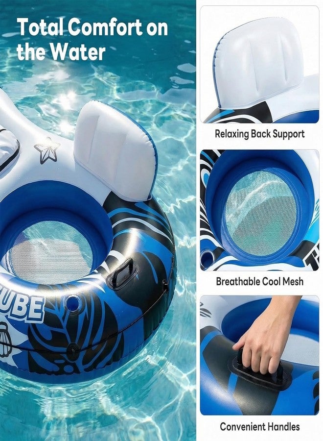 NEWBULIG Inflatable River Tube Float, 2 Person Heavy Duty River Float for Adults with Removable Cooler, Cup Holders, Durable Handles & Grab Rope, Tubing Float for Lake Pool Floating, Blue&Green - Image 5