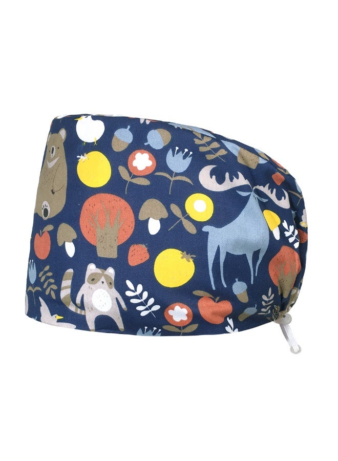 NIBEMINENT Nice-looking Printing Doctor Hat Surgical Cap for Long Hair Classic Nurse Baotou Caps Women Men Sweat-absorbent Towel Scrub Hat