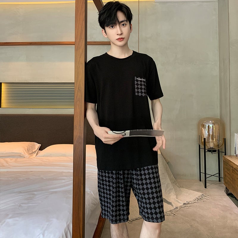 Men's Summer Modal Sleepwear Set (Short Sleeve & Shorts) - Cooling Ice Silk - Image 3
