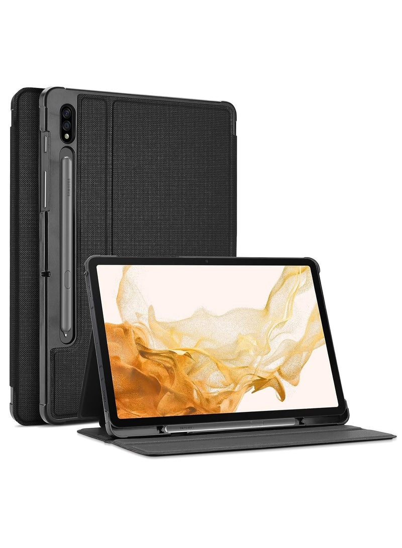 Procases Case For Galaxy Tab S7 Fe 5G 2021 S8 Plus 2022 S7 Plus 2020 12.4 Inch With S Pen Holder Smart Cover For 12.4 Inch Samsung Galaxy Tablet Sm X800 X806 T730 T736 T970 T975 T976 T978 Black - Image 1