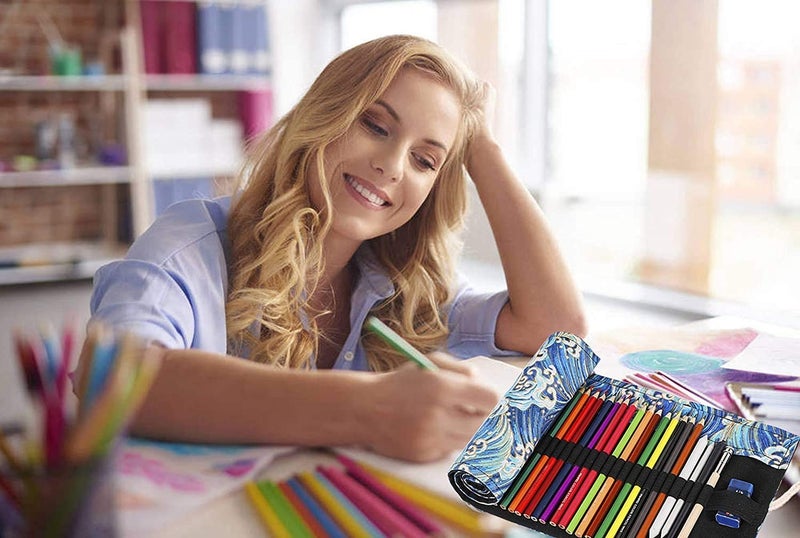 Maxxlite 72 Holes Canvas Pencil Wrap Case for Adults and Kids Colored Pencil Roll Up Canvas Pouch Package for Sketching Drawing Writing Storage Constellation - Image 3