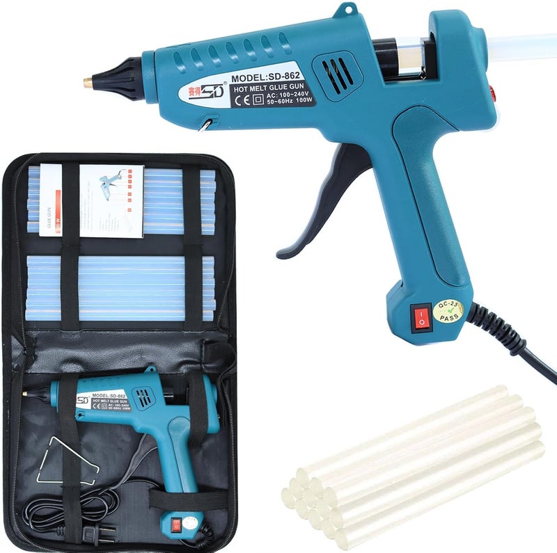 LEBACUTE Hot Glue Gun Set 100W, Professional Melt Glue Gun kit Full Size Anti Scalding Design Heavy Duty with 12 Pcs Premium Glue Sticks and 1 Kit Bag - Image 1