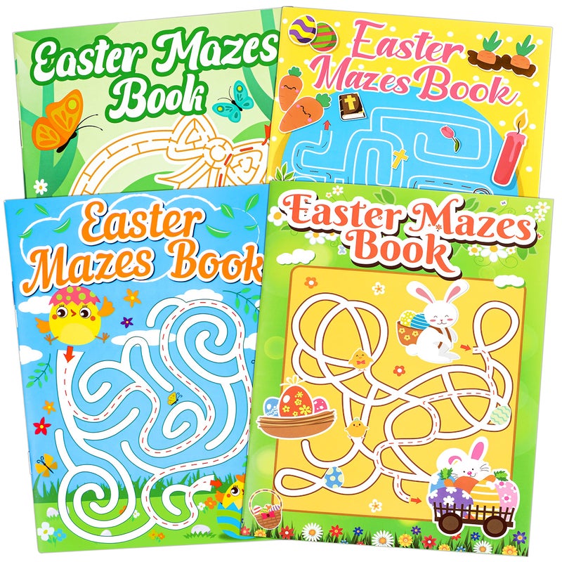 Winrain 4PCS Easter Basket Stuffers Maze Books for Kids, Children Crafts Games Activities, Ages 3-5, 4-8, 6-8, 8-12(160 Mazes of 4 Difficulty Levels) - Image 1