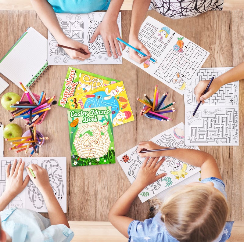 Winrain 4PCS Easter Basket Stuffers Maze Books for Kids, Children Crafts Games Activities, Ages 3-5, 4-8, 6-8, 8-12(160 Mazes of 4 Difficulty Levels) - Image 3