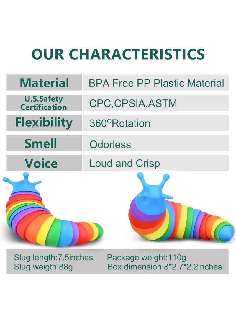 قبو سحري Fidget Slug,Fidget toys Set,3D Printed Articulated Sticky Stretch Slug Fidget Toy,Sensory Toys for Children & Adults, Autistic,Friendly Articulated Slug - Fidget Toy - Image 4