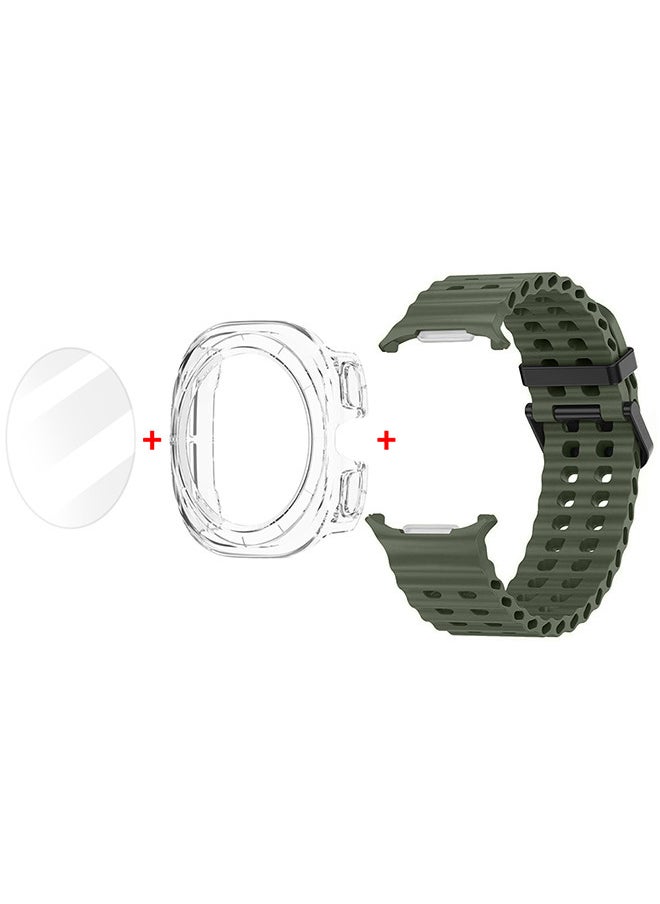 CATANES (for Samsung Galaxy Watch 7 Ultra) 3 Packs Silicone Band, Case and Screen Protector, Soft Ocean Silicone Sport Strap Replacement Accessory  - Image 3