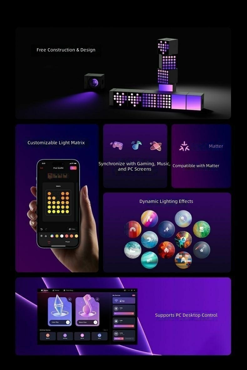 Yeelight Smart LED Cube Light - Dot Matrix Color Changing Desktop Atmosphere Lamp, HomeKit Compatible - Image 2