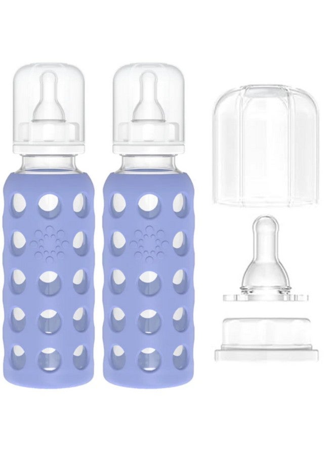 Lifefactory Glass Baby Bottles with Silicone Protection - 2-Pack, 9 oz Bottles, Blueberry - Image 1