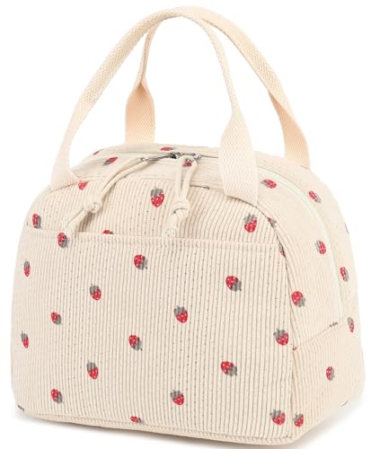 Bluboon Lunch Bag for Women Men Cute Corduroy Lunch Tote Bags Reusable Insulated Lunch Box Large Capacity Reusable Insulated Cooler for Work Picnic or Travel - Image 1