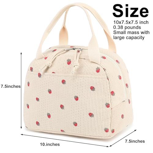 Bluboon Lunch Bag for Women Men Cute Corduroy Lunch Tote Bags Reusable Insulated Lunch Box Large Capacity Reusable Insulated Cooler for Work Picnic or Travel - Image 2