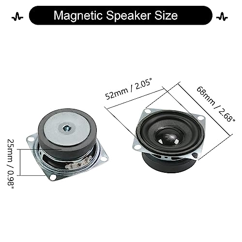 Fielect 2Pcs DIY Magnetic Speaker 3W 4 Ohm Full Range Audio Speaker Stereo Woofer Loudspeaker Replacement for Arduino, 52mm Diameter - Image 2