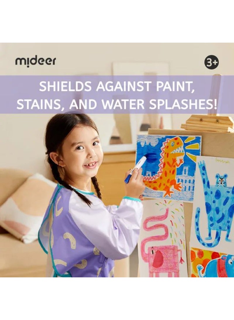 MiDeer Kids' Waterproof Art Smock – Lime Green Long Sleeve Painting Apron with Deep Pockets – Lightweight, Breathable, & Stain-Resistant for Toddlers and Children Ages 3–8 - Image 1