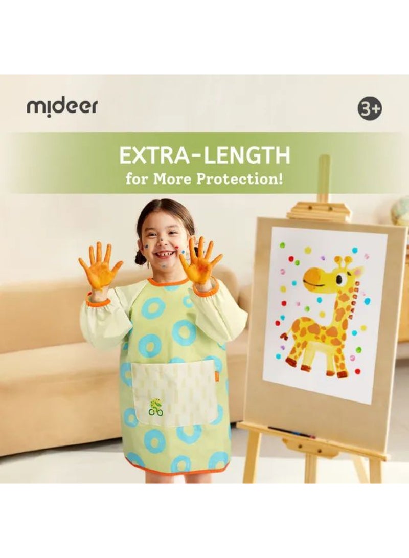 MiDeer Kids' Waterproof Art Smock – Lime Green Long Sleeve Painting Apron with Deep Pockets – Lightweight, Breathable, & Stain-Resistant for Toddlers and Children Ages 3–8 - Image 2