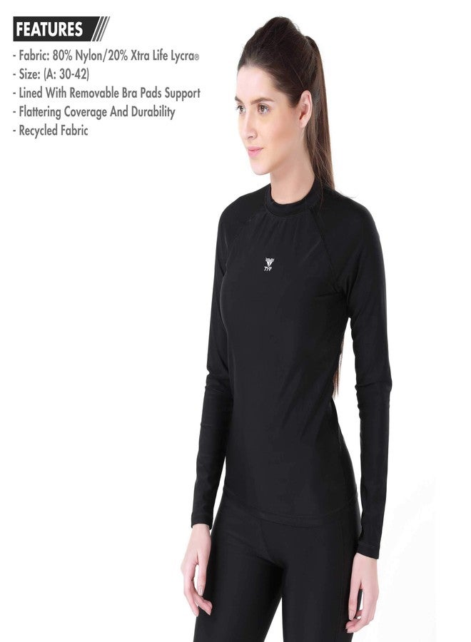TYR Nylon Eco Long Sleeve Rashguard, L/36 (Black) - Image 3