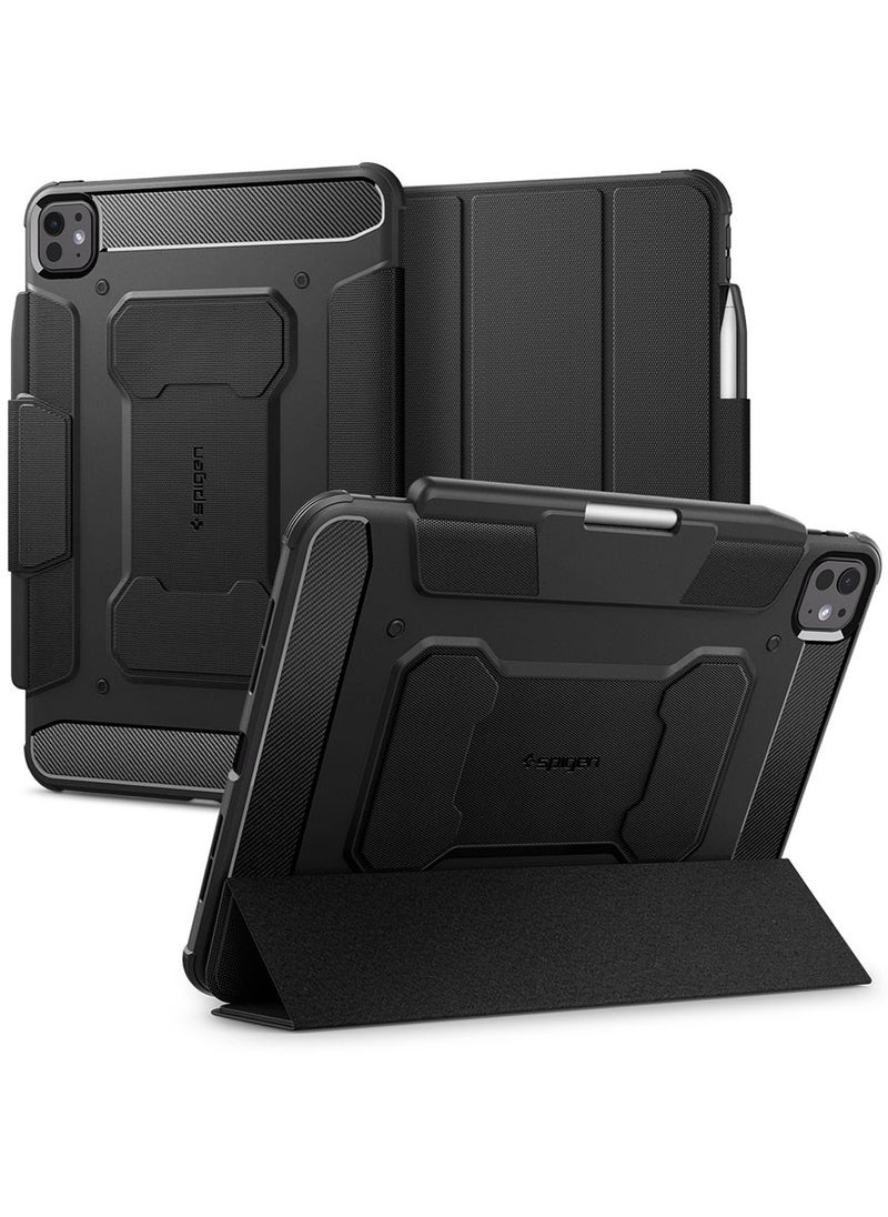 Spigen Rugged Armor Pro for iPad Pro 11 inch Case Cover (2024) M4 with Pencil holder - Black  - Image 1
