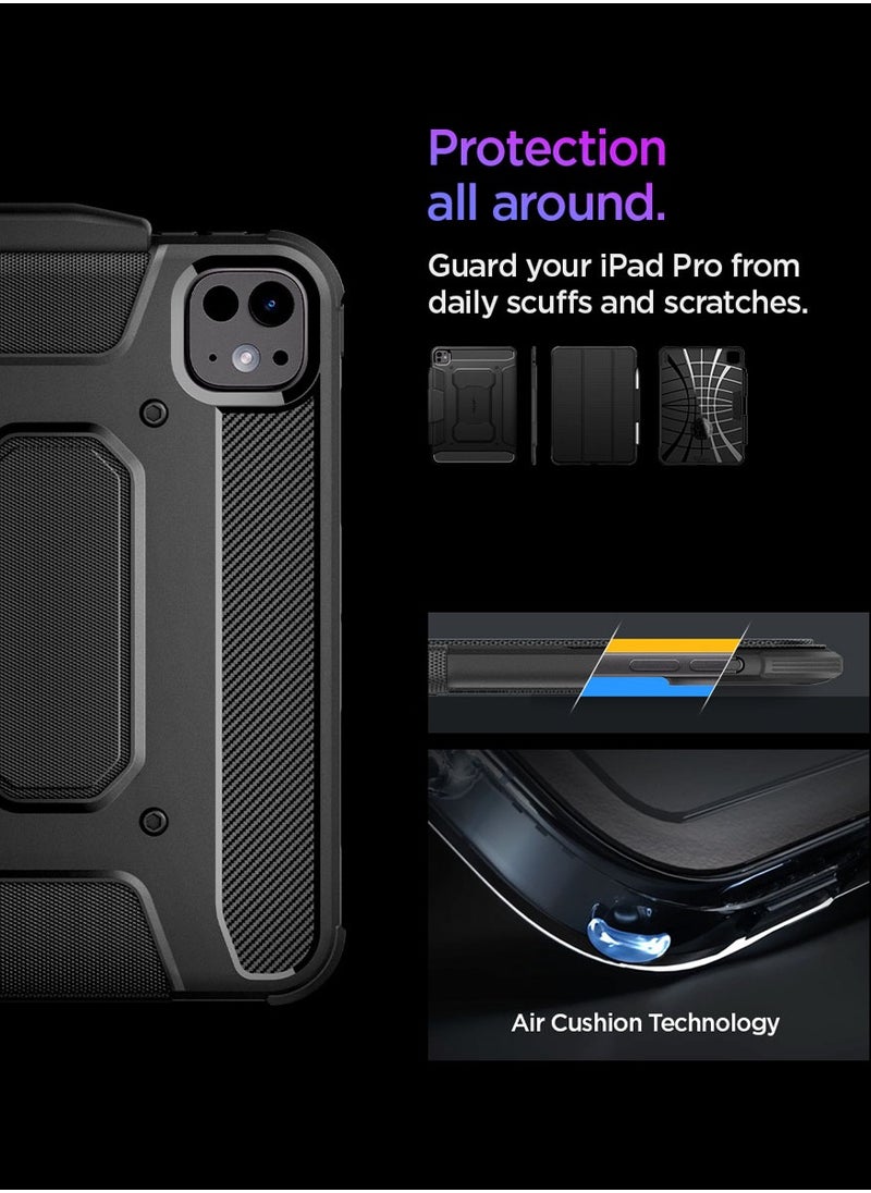 Spigen Rugged Armor Pro for iPad Pro 11 inch Case Cover (2024) M4 with Pencil holder - Black  - Image 4