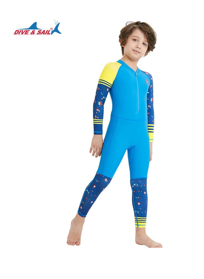 DIVE & SAIL Keep Warm Children Diving Suit Three-layer High Elastic Wetsuit For Boys Blue - Image 1