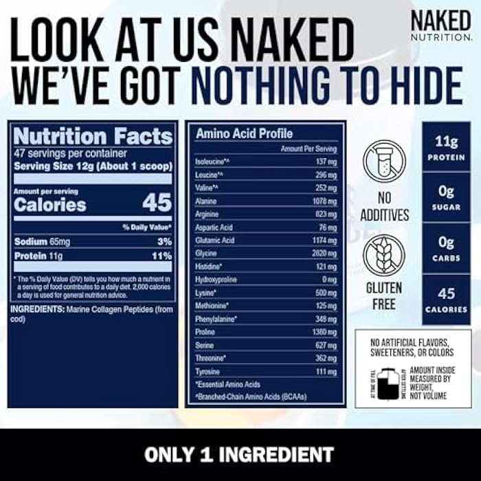Nakd NAKED Marine Collagen Peptides Protein Powder - Unflavored - from Wild Caught Cod - Paleo Friendly, Non-GMO, Soy-Free, Gluten-Free - 47 Servings - Image 5
