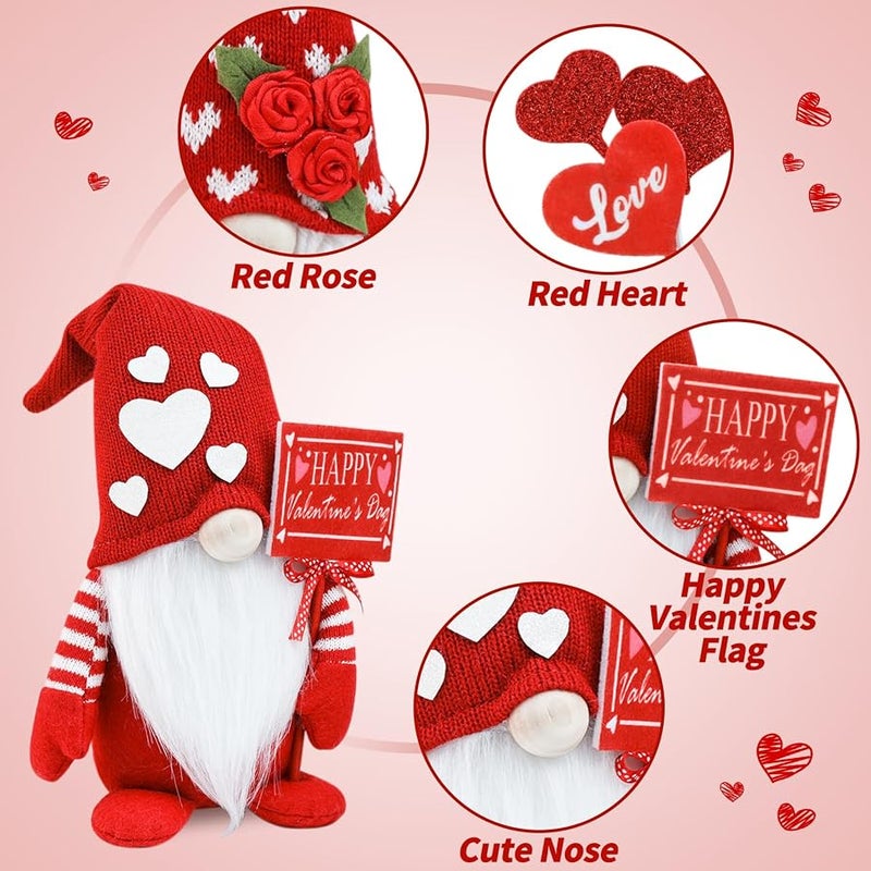 CRCZK Valentine's Day Gnome Decor 2 Pack Handmade Plush Swedish Gnomes Party Ornaments for Holiday Home Gifts Decorations - Image 4