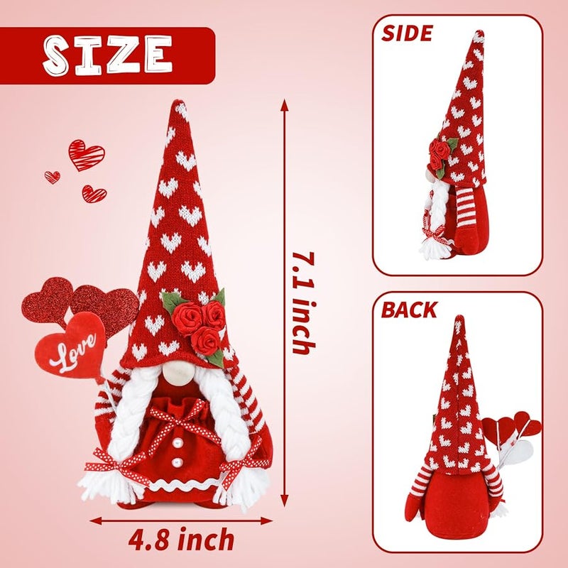 CRCZK Valentine's Day Gnome Decor 2 Pack Handmade Plush Swedish Gnomes Party Ornaments for Holiday Home Gifts Decorations - Image 5