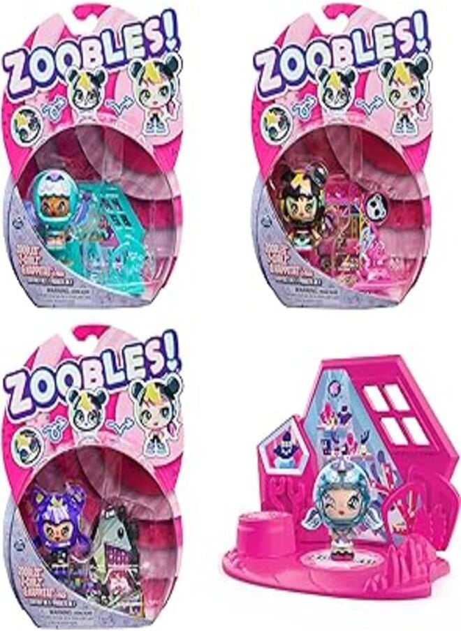 Zoobles Zoobles, z-girlz transforming collectible figure and happitat accessory, kids toys for girls aged 5 and above (can not choose the character) 