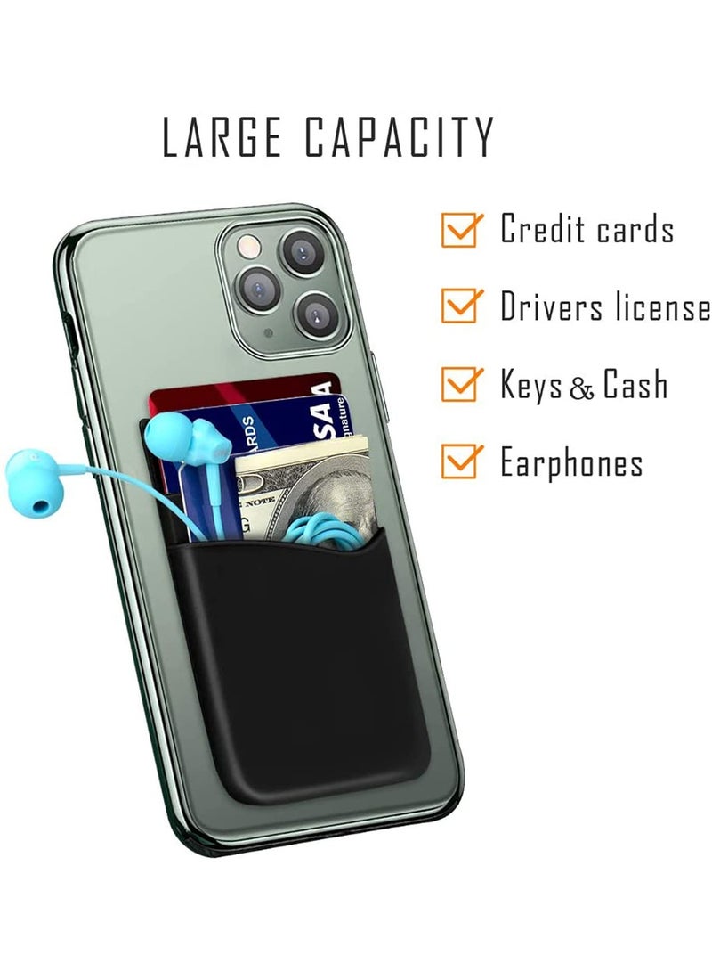 Peachjoy 3pcs Phone Card Holder, Ultra Thin Stick-on Silicone Phone Wallet Stick On Credit Card Holder, Phone Pocket for Almost All Smartphones, Adhesive Phone Wallet（Black, White, Grey) - Image 2
