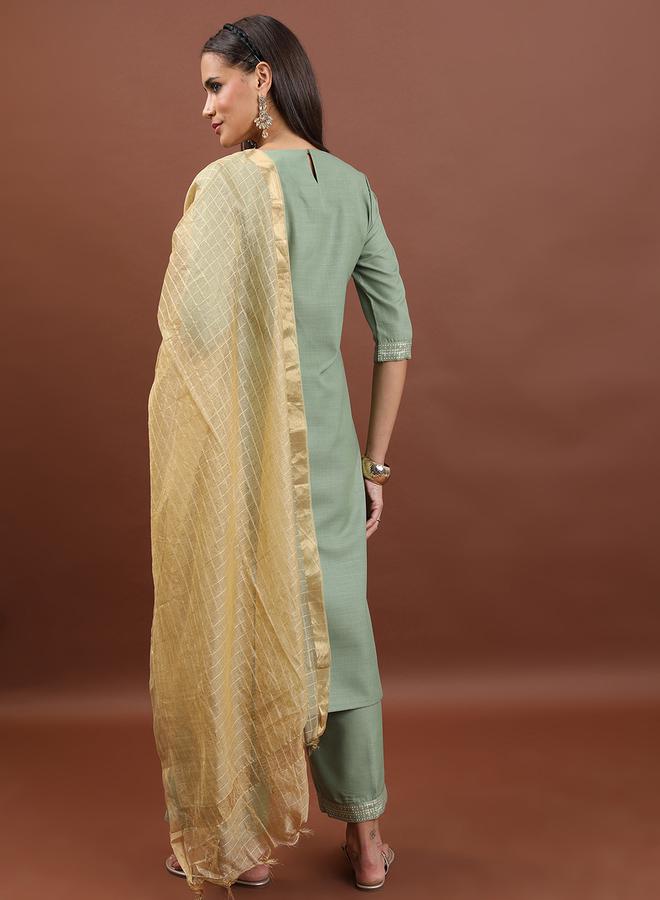 كيتش مجموعة من 3 - كورتا وبنطال بالازو مع دوباتا - Image 3