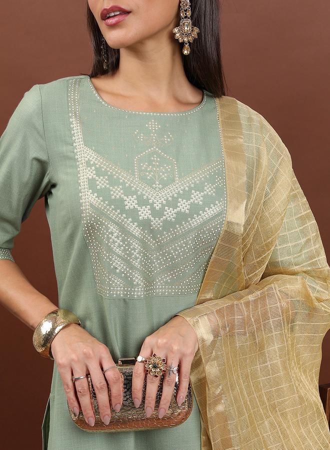 كيتش مجموعة من 3 - كورتا وبنطال بالازو مع دوباتا - Image 5