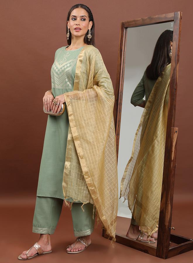 كيتش مجموعة من 3 - كورتا وبنطال بالازو مع دوباتا - Image 2