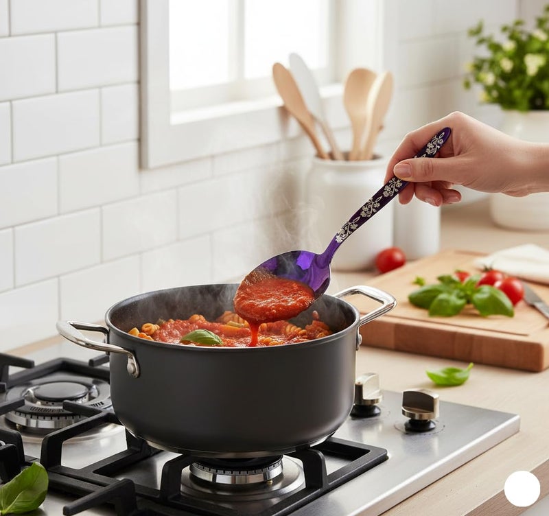 BNAZIND Chef Kunz Spoon Purple | Titanium Shiny 18/10 Stainless Steel Basting Serving Spoon | 9 Inch Plating, Basting Daily Chef Cooking Utensils | Dishwasher safe - Image 5