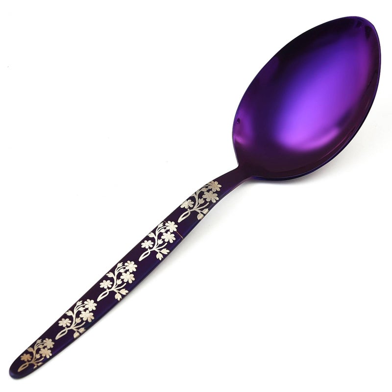BNAZIND Chef Kunz Spoon Purple | Titanium Shiny 18/10 Stainless Steel Basting Serving Spoon | 9 Inch Plating, Basting Daily Chef Cooking Utensils | Dishwasher safe - Image 1