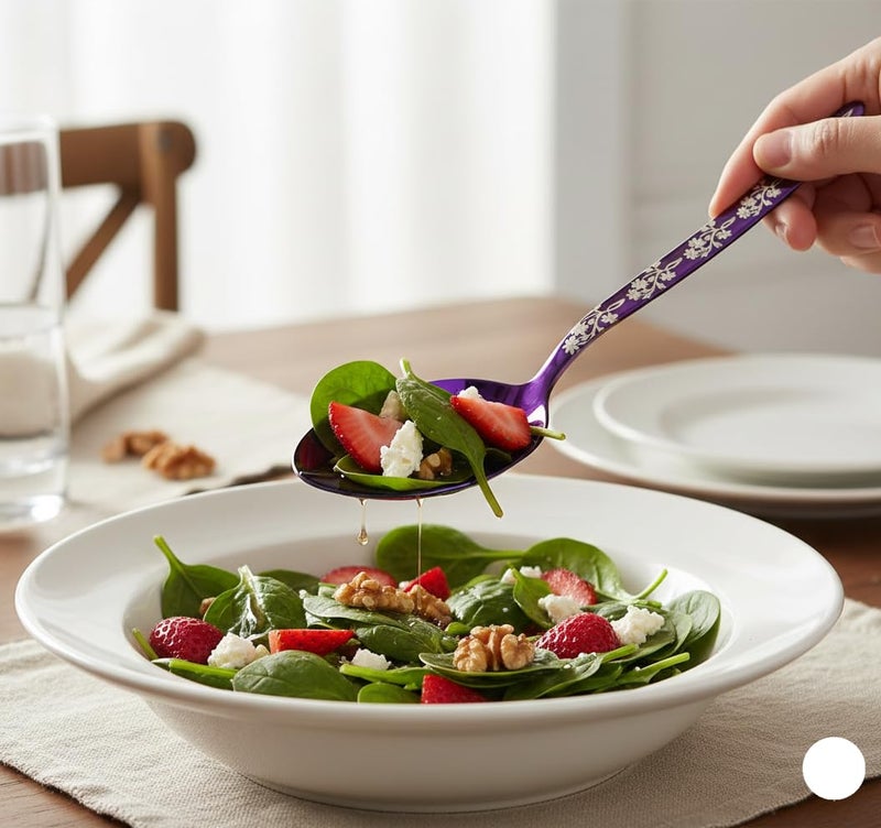 BNAZIND Chef Kunz Spoon Purple | Titanium Shiny 18/10 Stainless Steel Basting Serving Spoon | 9 Inch Plating, Basting Daily Chef Cooking Utensils | Dishwasher safe - Image 3