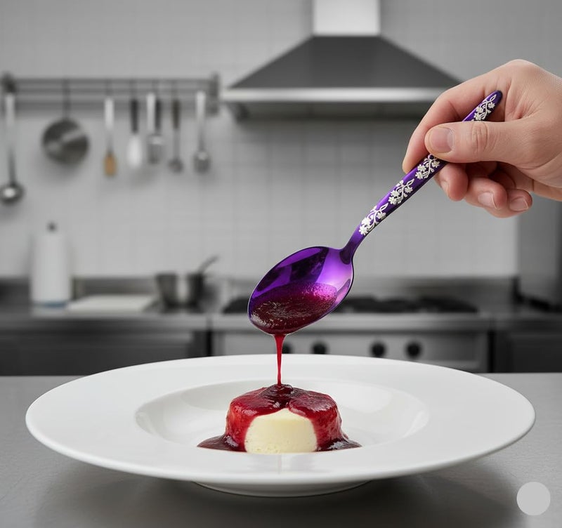 BNAZIND Chef Kunz Spoon Purple | Titanium Shiny 18/10 Stainless Steel Basting Serving Spoon | 9 Inch Plating, Basting Daily Chef Cooking Utensils | Dishwasher safe - Image 2