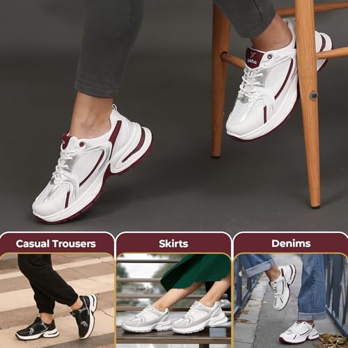YOHO Chonks Women’s Sporty Comfortable Chunky Sneakers | Burgundy - UK 8 - Image 4