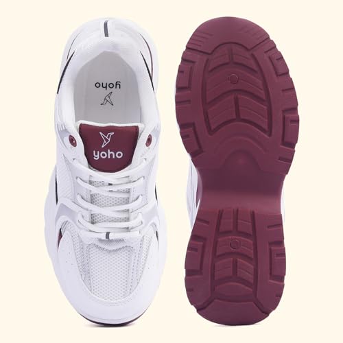 YOHO Chonks Women’s Sporty Comfortable Chunky Sneakers | Burgundy - UK 8 - Image 5