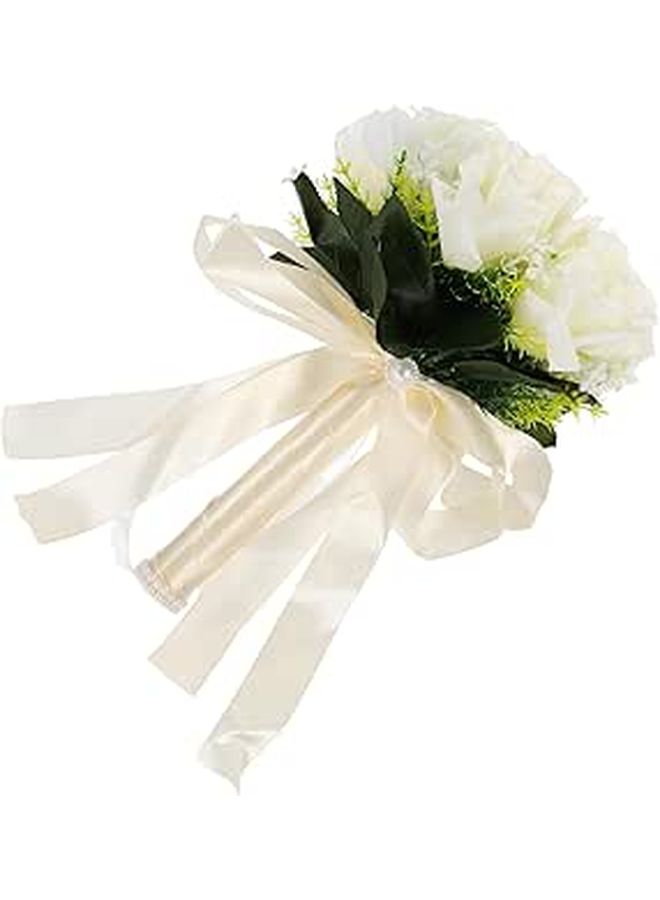 Unomor Lifelike Silk Bridal Bouquet Wedding Photography Prop Romantic Artificial Rose Handheld Flower White Party Supply DIY Decoration - Image 1