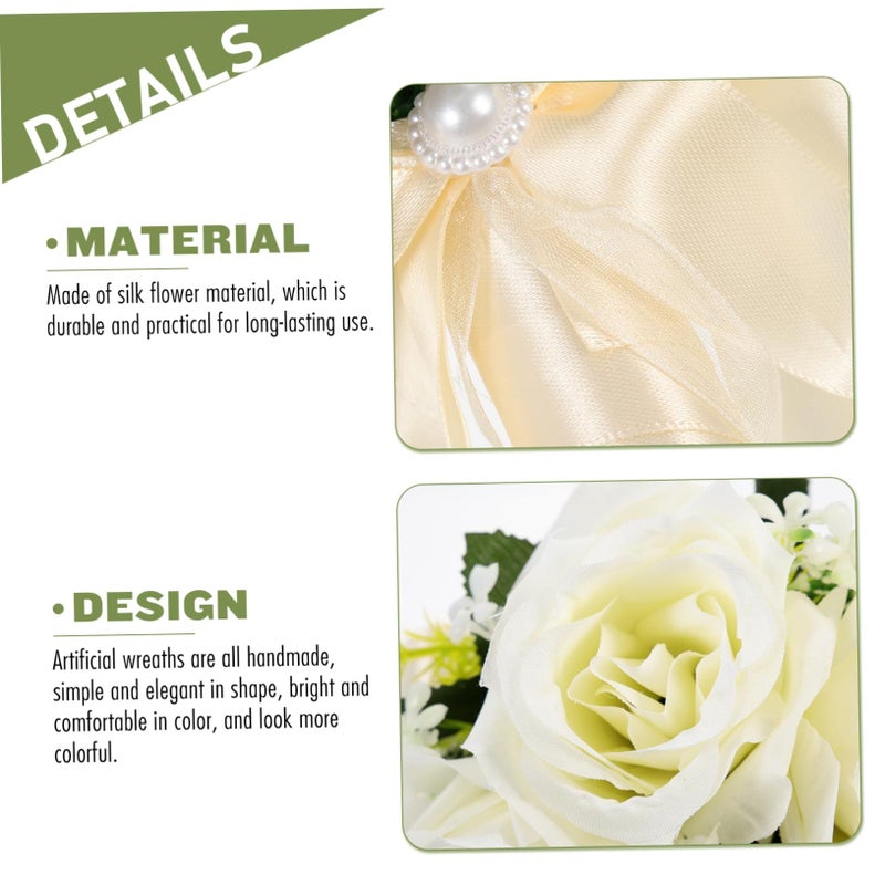 Unomor Lifelike Silk Bridal Bouquet Wedding Photography Prop Romantic Artificial Rose Handheld Flower White Party Supply DIY Decoration - Image 3
