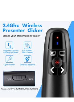 ميلاتيك جهاز عرض تقديمي قابل لإعادة الشحن مع منفذ USB من النوع C 2 في 1، جهاز عرض تقديمي لاسلكي عن بعد لعروض PowerPoint، مؤشر RF 2.4 جيجا هرتز USB PowerPoint Clicker Slide Advance مع التحكم في مستوى الصوت  - Image 3